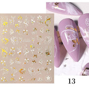 Harunouta 2022 NEW Gold Bronzing Slider Nail Art 3D Decals Decoration Flower Leaves Nail Art Sticker DIY Manicure Transfer Decal 0 DailyAlertDeals CJ-13  