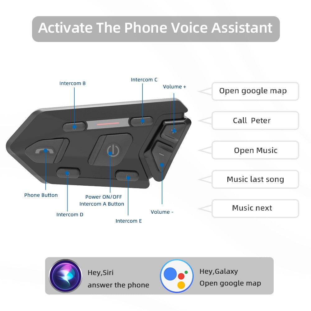 WAYXIN R6s Helmet Headset Motorcycle Intercom Waterproof Bluetooth 5.0  DSP Noise Reduction 6 Rider  Communication MP3 GPS 1200m Helmet Headset Motorcycle Intercom DailyAlertDeals   