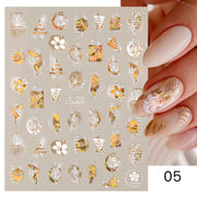 Harunouta Gold Leaf 3D Nail Stickers Spring Nail Design Adhesive Decals Trends Leaves Flowers Sliders for Nail Art Decoration 0 DailyAlertDeals CJ-032  