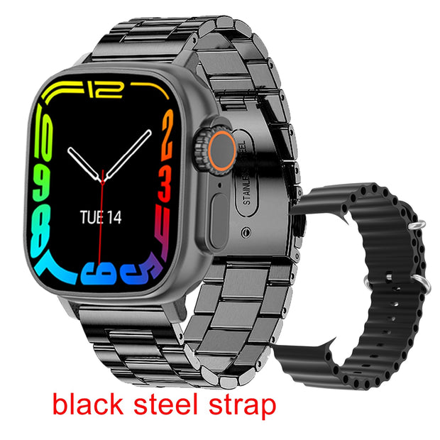 2023 New Smart Watch Body Temperature Ultra Series 8 NFC Smartwatch Wireless Charging Bluetooth Call Men Women Watch for Apple Smart watch DailyAlertDeals black steel  
