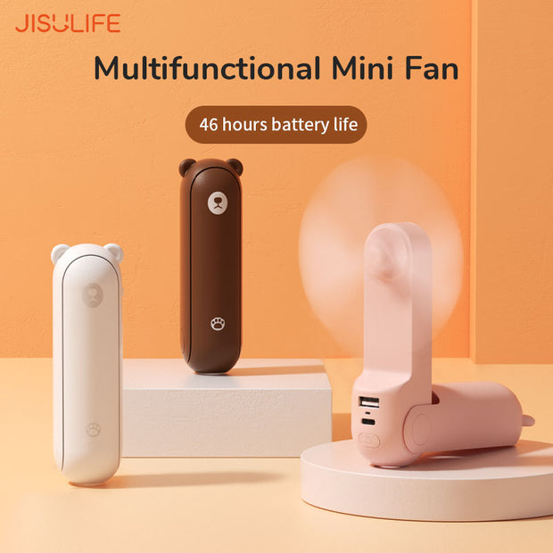 Portable Fan 3 IN 1 Mini Hand held Cooling Fan USB 4800mAh Recharge Small Pocket Fan with Power Bank Flashlight Feature fan portable Wireless Electric fan DailyAlertDeals   