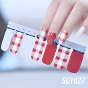 1sheet Korean Nail Polish Strips DIY Waterproof Nail Wraps Mixed Patterns Full Nail Patch Adhesive for Women Nail Art Stickers nail decal sticker DailyAlertDeals SQ1027  