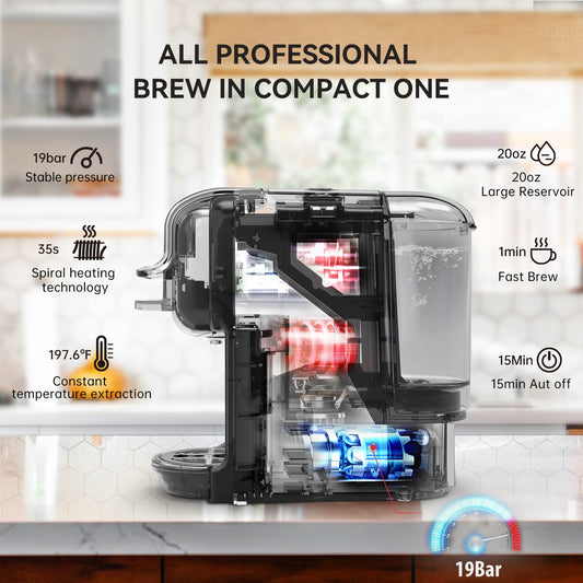 HiBREW Multiple Capsule Coffee Machine, Hot/Cold Dolce Gusto Milk Nespresso Capsule ESE Pod Ground Coffee Cafeteria 19Bar 5 in 1 Brew Multiple Capsule Coffee Machine DailyAlertDeals   