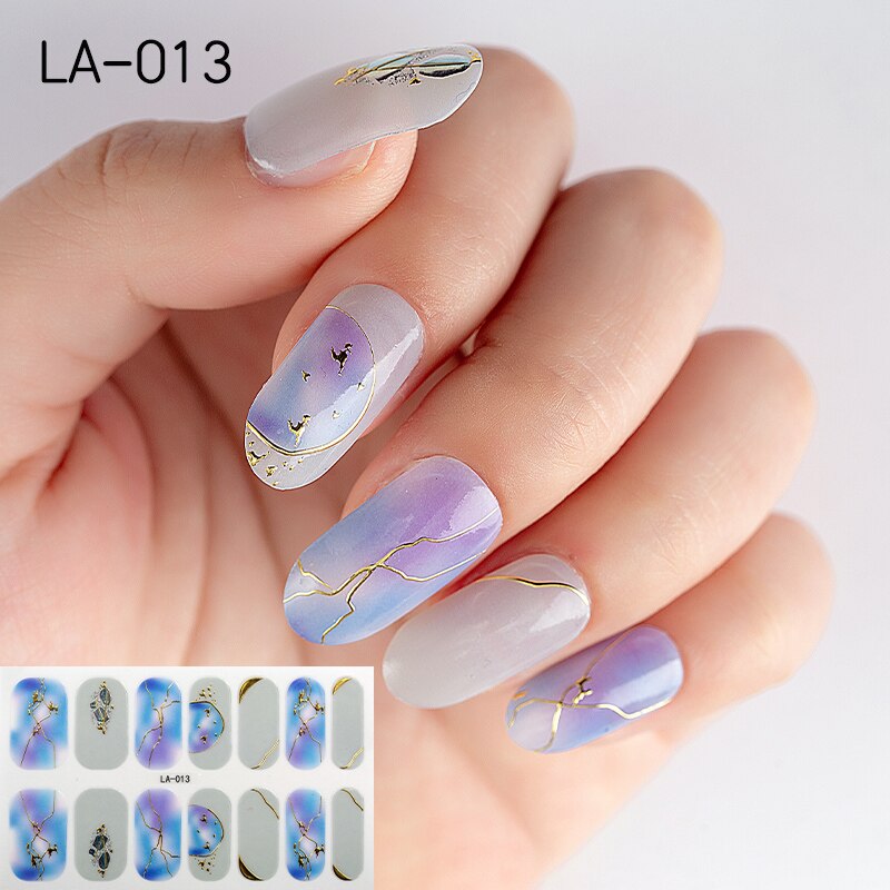 22tips Korea Toe Nail Sticker Wraps Adhesive Decals Toenail Polish Strips DIY Pedicure Foot Decals Manicure Women nail art DailyAlertDeals LA-013(14Tips)  