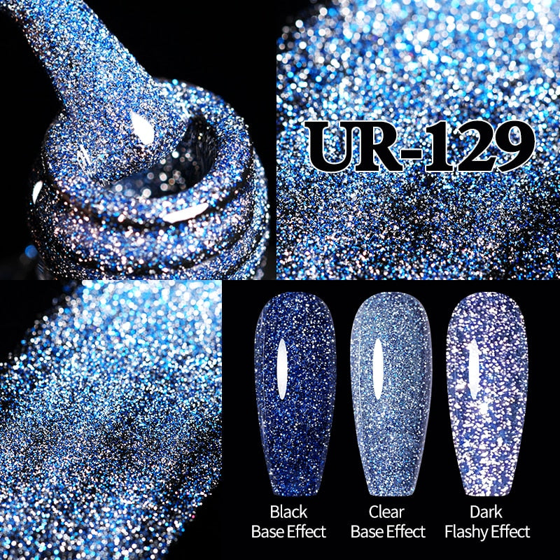 UR SUGAR Sparkling Gel Nail Polish Reflective Glitter Nail Gel Semi Permanent Nail Art Varnish For Manicures Need Base Top Coat 0 DailyAlertDeals Reflective 129  