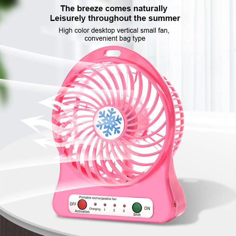 USB Desktop Small Fan Student Rechargeable Mini Fan Snowflake Fan Night Light desktop fans DailyAlertDeals   