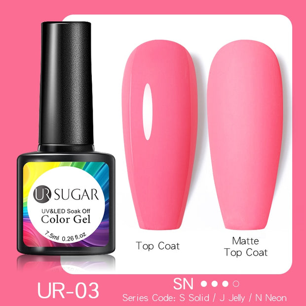 UR SUGAR 7.5ml Dark Purple Gel Nail Polish Soak Off UV LED Semi Permanent Gel Varnishes Manicure Nails Art Matte Top Coat Needed nail polish DailyAlertDeals neon 03  