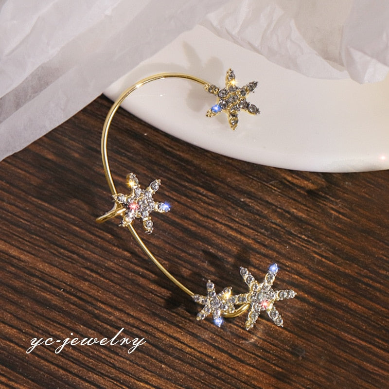 Shining Zircon Butterfly Ear Cuff Earrings for Women Girls Fashion 1pc Non Piercing Ear Clip Ear-hook Party Wedding Jewelry Gift 0 DailyAlertDeals C right ear gold  