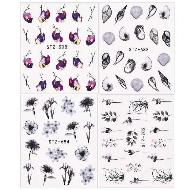 1/4 Pcs Simple Green Theme Nail Water Decal Stickers Summer DIY Slider For Manicuring Watercolor Flower Leaf Nail Art Watermark 0 DailyAlertDeals 4Pcs TA527-539  
