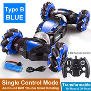 RC Car 4WD Radio Control Stunt Car Gesture Induction Twisting Off-Road Vehicle Drift RC Toys With Light &amp; Music RC Car Toys for children DailyAlertDeals Blue Single mode B United States 