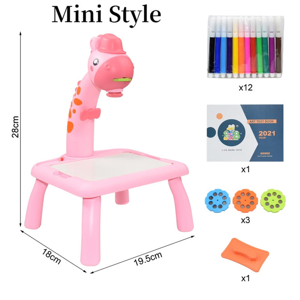Kids Led Projector Drawing Table Toy Set Art Painting Board Table Light Toy Educational Learning Paint Tools Toys for Children Kids Led Projector Drawing Table DailyAlertDeals China Mini Pink With Box 