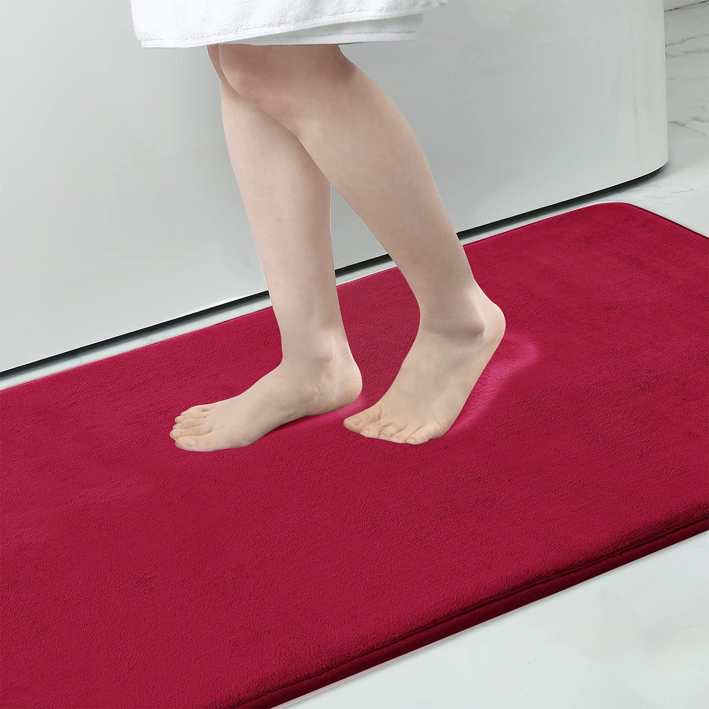 Memory Foam Bath Mat Anti-Slip Shower Carpet Soft Foot Pad Decoration Floor Protector Absorbent Quick Dry Bathroom Rug Mats & Rugs DailyAlertDeals 43x61cm(17x24inch) China wine red