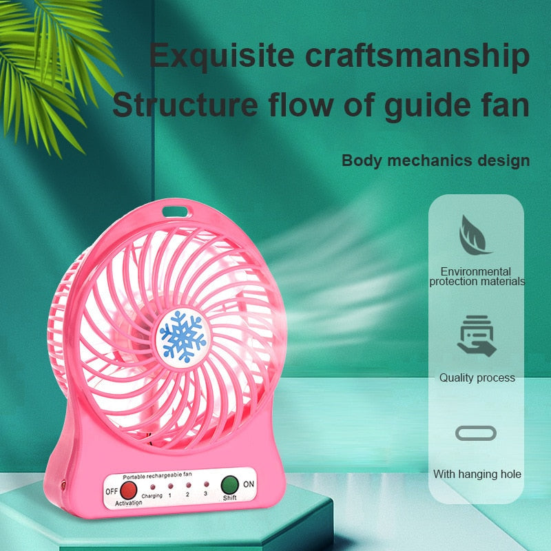 USB Desktop Small Fan Student Rechargeable Mini Fan Snowflake Fan Night Light desktop fans DailyAlertDeals   