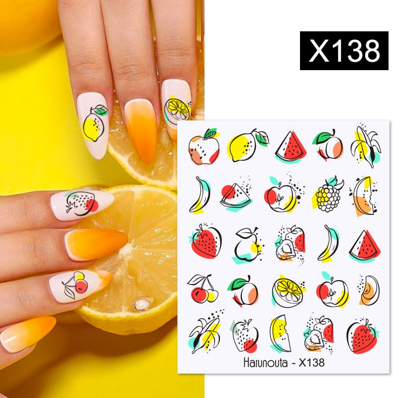 Harunouta Black Ink Blooming Marble Pattern Water Decals Stickers Black Line Flower Leaves Face Slider For Summer Nail Art Decor Decal stickers for nails DailyAlertDeals X138  