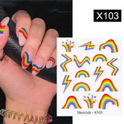 Harunouta French Line Pattern 3D Nail Art Stickers Fluorescence Color Flower Marble Leaf Decals On Nails  Ink Transfer Slider 0 DailyAlertDeals X103  