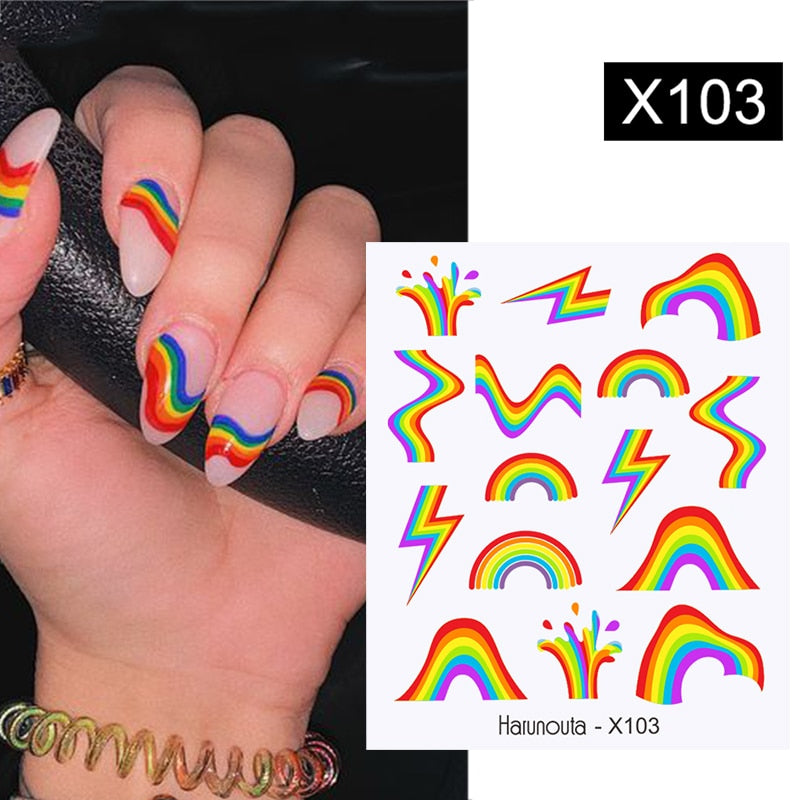 Harunouta Black Ink Blooming Marble Pattern Water Decals Stickers Black Line Flower Leaves Face Slider For Summer Nail Art Decor Decal stickers for nails DailyAlertDeals X103  