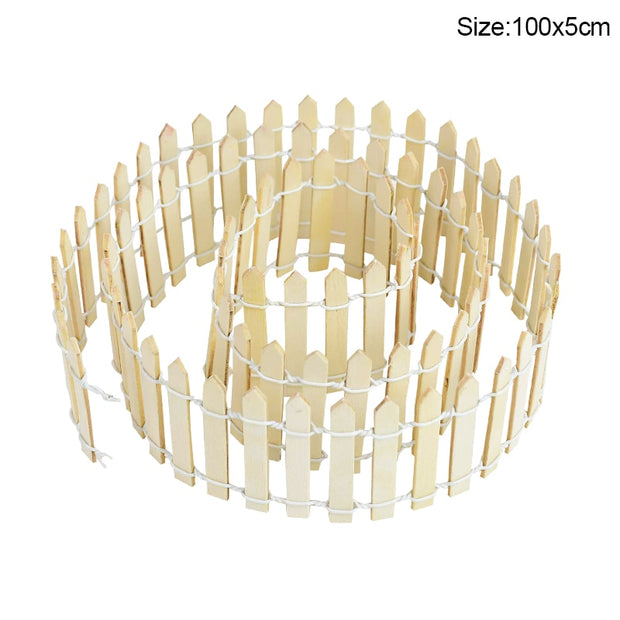 100*5cm/3cm Mini Wooden Fence DIY Miniature Fairy Garden Wood Barrier Dollhouse Showcase Craft Home Decoration Accessories Seasonal & Holiday Decorations DailyAlertDeals 100x5cm-beige  