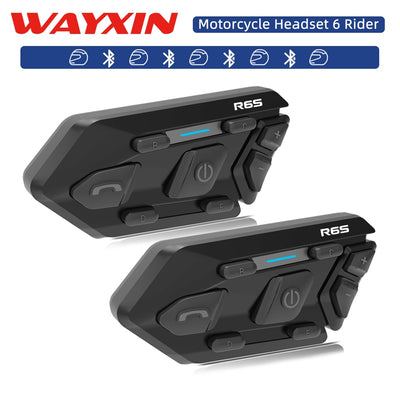 WAYXIN R6s Helmet Headset Motorcycle Intercom Waterproof Bluetooth 5.0  DSP Noise Reduction 6 Rider  Communication MP3 GPS 1200m Helmet Headset Motorcycle Intercom DailyAlertDeals   