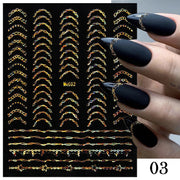 French 3D Nail Decals Stickers Stripe Line French Tips Transfer Nail Art Manicure Decoration Gold Reflective Glitter Stickers nail art DailyAlertDeals 03 1  