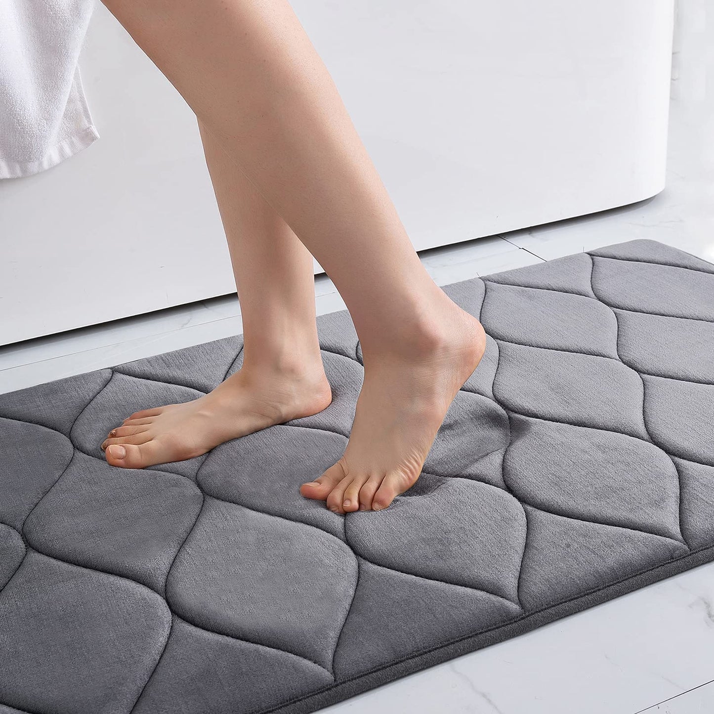 Memory Foam Bath Mat Anti-Slip Shower Carpet Soft Foot Pad Decoration Floor Protector Absorbent Quick Dry Bathroom Rug Mats & Rugs DailyAlertDeals 43x61cm(17x24inch) China dark gray 1
