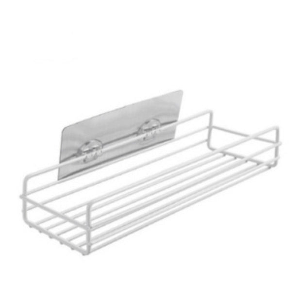 Japanese-style wrought iron bathroom shelf wall-mounted shower gel storage rack toilet free punch toiletry stand bathroom shelf DailyAlertDeals WHITE  
