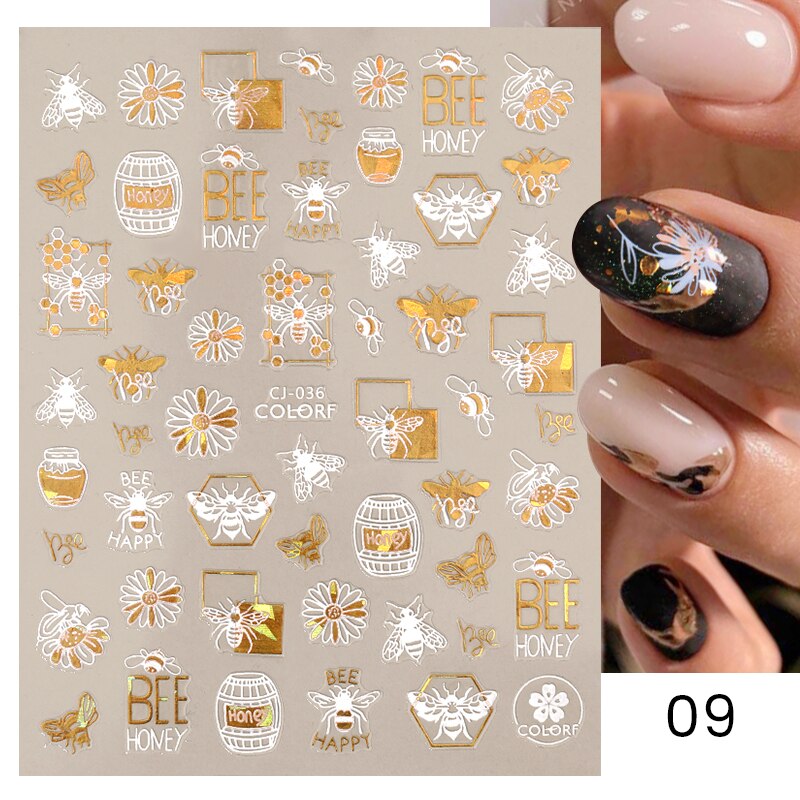 Harunouta Gold Leaf 3D Nail Stickers Spring Nail Design Adhesive Decals Trends Leaves Flowers Sliders for Nail Art Decoration 0 DailyAlertDeals