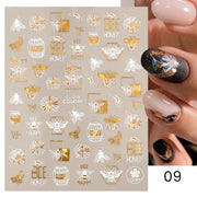 Harunouta Gold Leaf 3D Nail Stickers Spring Nail Design Adhesive Decals Trends Leaves Flowers Sliders for Nail Art Decoration 0 DailyAlertDeals CJ-036  