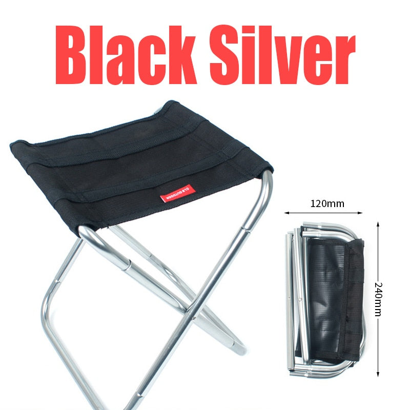 Light Portable High Durable Outdoor Folding chair With Bag Outdoor Folding Fold Aluminum Chair Stool Seat Fishing Camping Folding Chairs & Stools DailyAlertDeals Black Silver  