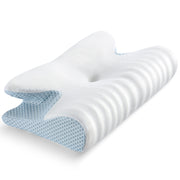 Soft Polyester Fiber Memory Foam Pillow Neck Support Pillow For Side Back Stomach Sleeper Pillows neck pain pillow DailyAlertDeals White Blue USA 