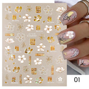 Harunouta Gold Leaf 3D Nail Stickers Spring Nail Design Adhesive Decals Trends Leaves Flowers Sliders for Nail Art Decoration 0 DailyAlertDeals CJ-028  