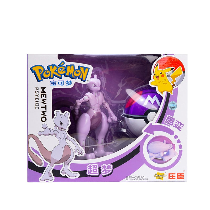 Pokemon Ball Figures  Pokeball Genuine Original Box or Without Box Deformation Toy Pikachu Charizard Pocket Monster Model Gift Pokemon Action Figures DailyAlertDeals Mewtwo BOX 