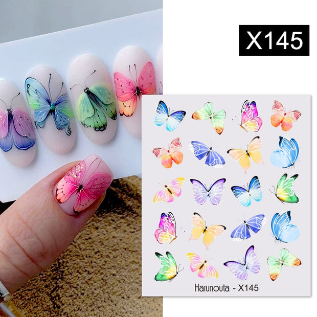 Nail Blue Butterfly Stickers Flowers Leaves Self Adhesive Decals 3D Transfer Sliders Wraps Manicure Foils DIY Decorations Tips 0 DailyAlertDeals X145  