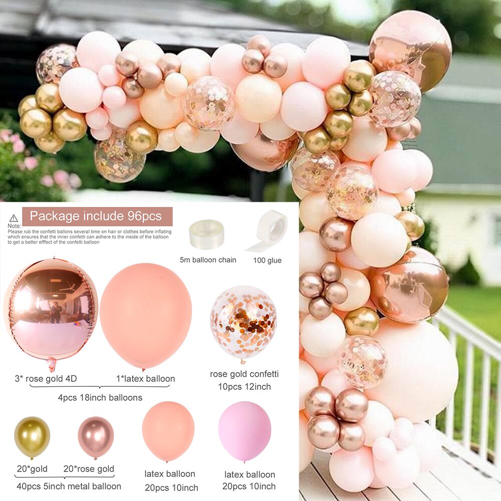 Pink Balloon Garland Arch Kit Birthday Party Decorations Kids Birthday Foil White Gold Balloon Wedding Decor Baby Shower Globos Balloons Set for Birthday Parties DailyAlertDeals 5 AS SHOWN 