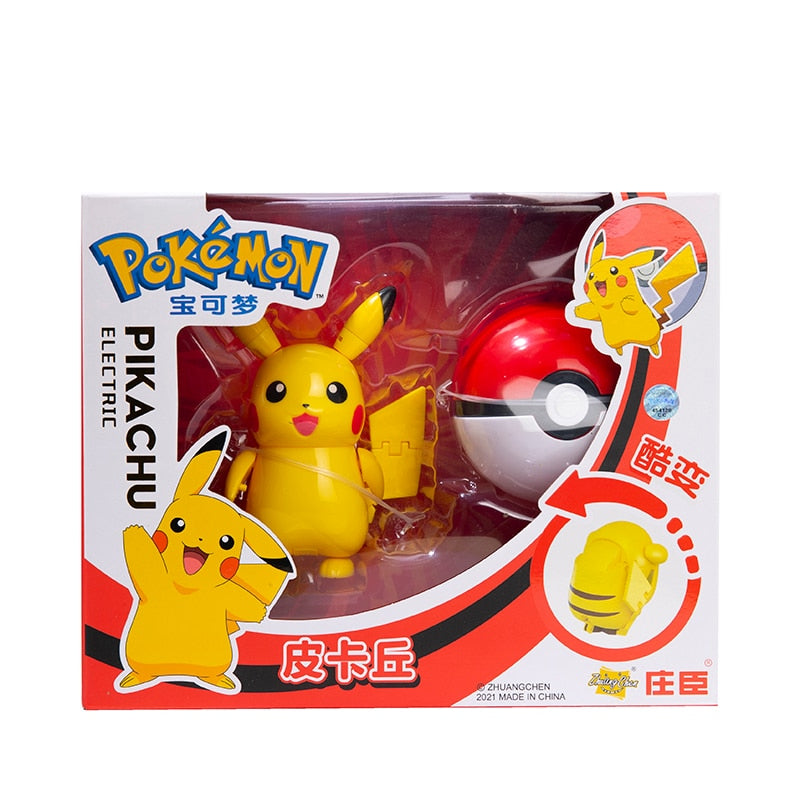 Pokemon Ball Figures  Pokeball Genuine Original Box or Without Box Deformation Toy Pikachu Charizard Pocket Monster Model Gift Pokemon Action Figures DailyAlertDeals Pikachu BOX 