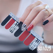 1sheet Korean Nail Polish Strips DIY Waterproof Nail Wraps Mixed Patterns Full Nail Patch Adhesive for Women Nail Art Stickers nail decal sticker DailyAlertDeals SQ1025  