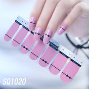 1sheet Korean Nail Polish Strips DIY Waterproof Nail Wraps Mixed Patterns Full Nail Patch Adhesive for Women Nail Art Stickers nail decal sticker DailyAlertDeals SQ1020  