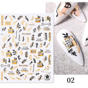 Harunouta Gold Leaf 3D Nail Stickers Spring Nail Design Adhesive Decals Trends Leaves Flowers Sliders for Nail Art Decoration 0 DailyAlertDeals A02  