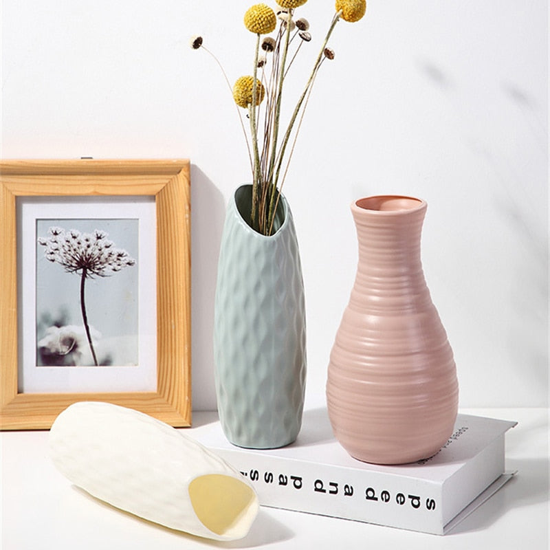 Home Nordic Plastic Vase Simple Small Fresh Flower Pot Storage Bottle for Flowers Living Room Modern Home Decoration Ornaments Vases DailyAlertDeals   