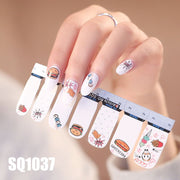 1sheet Korean Nail Polish Strips DIY Waterproof Nail Wraps Mixed Patterns Full Nail Patch Adhesive for Women Nail Art Stickers nail decal sticker DailyAlertDeals SQ1037  