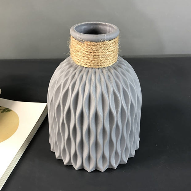 Modern Flower Vase Imitation Ceramic Flower Pot Decoration Home Plastic Vase Flower Arrangement Nordic Style Home Decoration Vases Flower Pots DailyAlertDeals Grey  