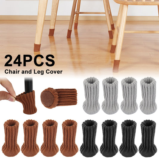24PCS Table Legs Socks Knitted Chair Cover Furniture Legs Sock Chair Leg Protector Cover Legs For Furniture Chair Leg Caps Furniture Legs Sock DailyAlertDeals   