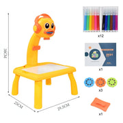 Kids Led Projector Drawing Table Toy Set Art Painting Board Table Light Toy Educational Learning Paint Tools Toys for Children Kids Led Projector Drawing Table DailyAlertDeals China F Yellow with box 