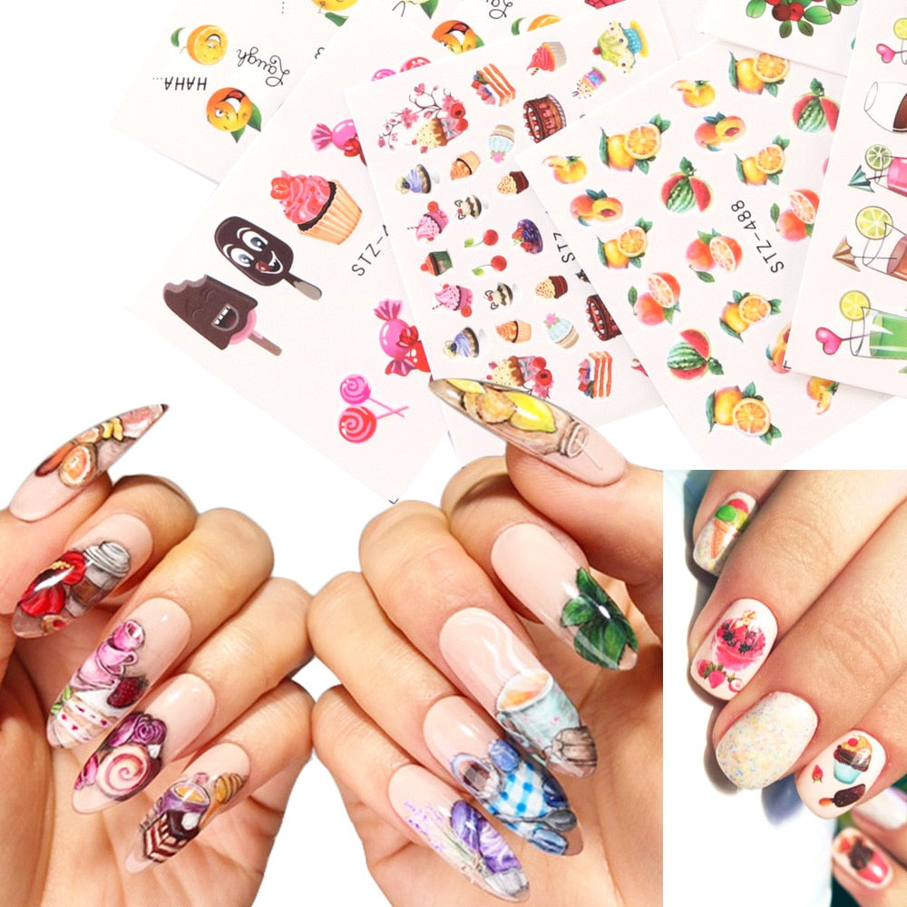 18-50Pcs/Set Mixed Design New Nail Art Sticker Set Black Lace Gold Silver Glitter Flower Water Decal Slider Wraps Decor Manicure Nail Sticker DailyAlertDeals   
