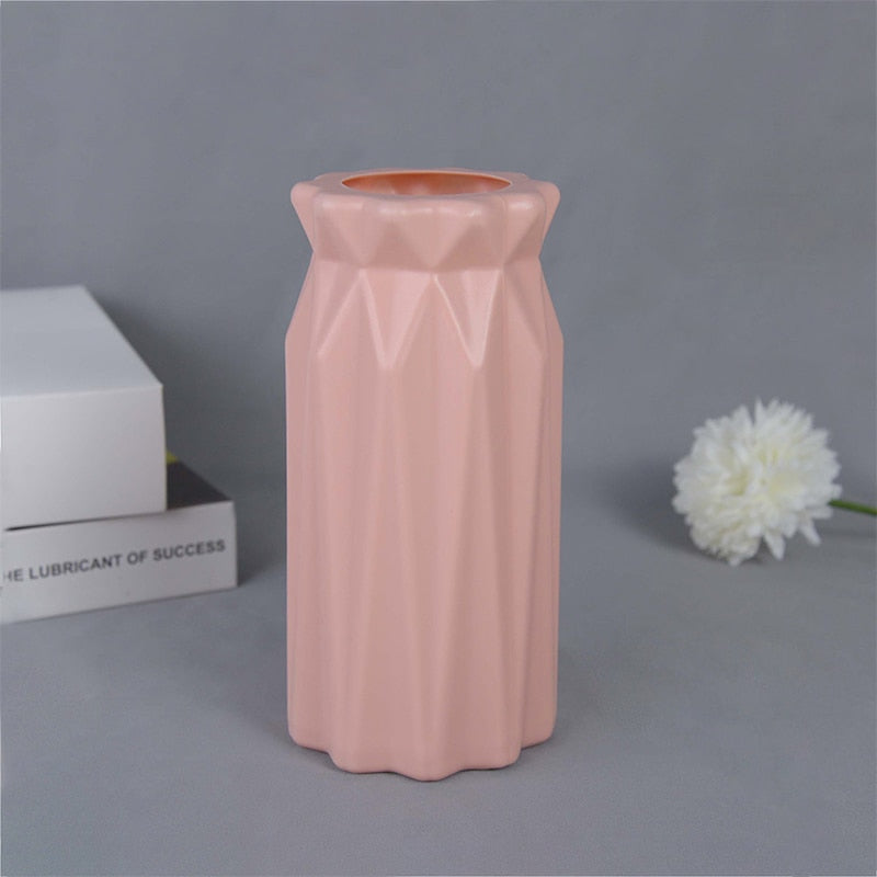 Modern Glass Flower Vase White Pink Blue Plastic Vase artificial flora Pot Basket Nordic Home Living Room Decoration Ornament Flower Arrangement Vase DailyAlertDeals B02 1  