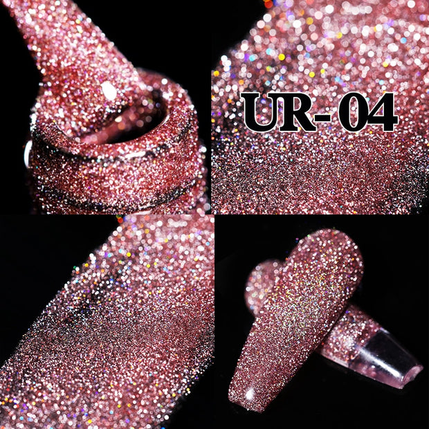 UR SUGAR Sparkling Gel Nail Polish Reflective Glitter Nail Gel Semi Permanent Nail Art Varnish For Manicures Need Base Top Coat 0 DailyAlertDeals Reflective Cat UR-04  