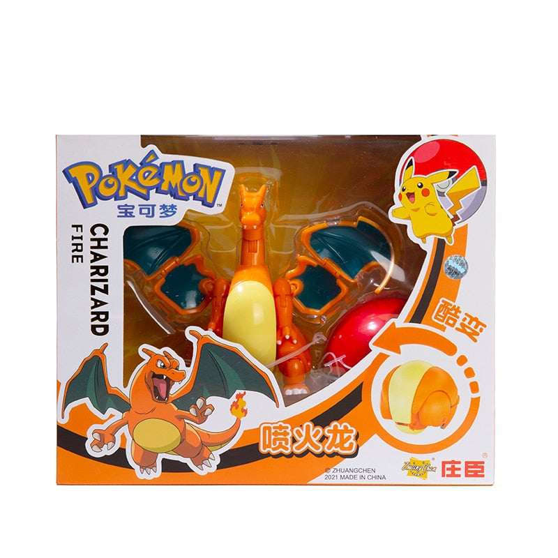 Pokemon Ball Figures  Pokeball Genuine Original Box or Without Box Deformation Toy Pikachu Charizard Pocket Monster Model Gift Pokemon Action Figures DailyAlertDeals Charizard BOX 