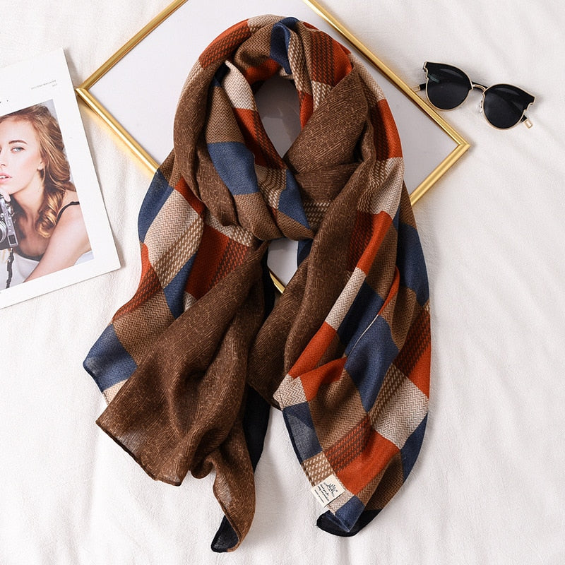 2022 New Design Brand Women Scarf Fashion Print Cotton Spring Winter Warm Scarves Hijabs Lady Pashmina Foulard Bandana Plaid 0 DailyAlertDeals m48-2 180x90cm 