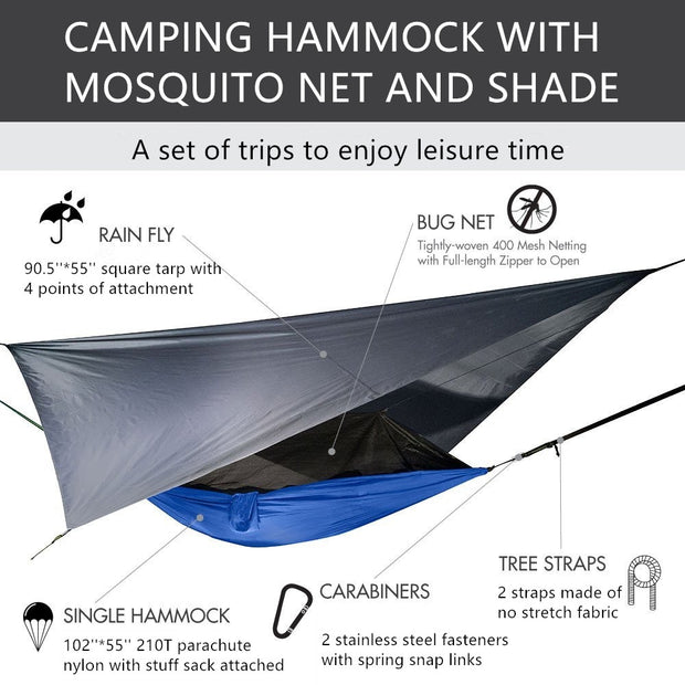 Lightweight Portable Camping Hammock and Tent Awning Rain Fly Tarp Waterproof Mosquito Net Hammock Canopy 210T Nylon Hammocks Camping Hammock and Tent DailyAlertDeals   