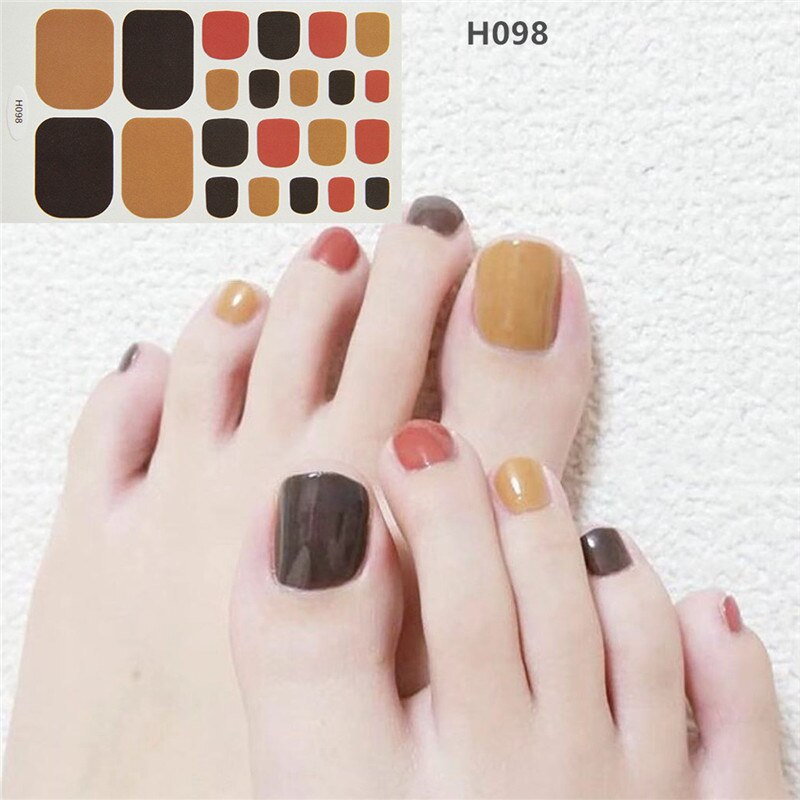 22tips Korea Toe Nail Sticker Wraps Adhesive Decals Toenail Polish Strips DIY Pedicure Foot Decals Manicure Women nail art DailyAlertDeals H098  