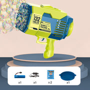 Rocket Boom Bubble Gun 69 Holes Soap Gatling Bubbles Blaster Machine Gun for Kids Toy Xmas Gift Bubble Gun Rocket DailyAlertDeals 132 hole Green United States 